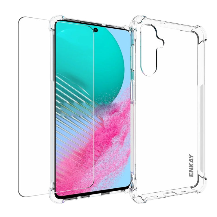 ENKAY Custodia per telefono antiurto in TPU trasparente con pellicola in vetro, For Smausng Galaxy M54, For Samsung Galaxy A25 5G, For Smausng Galaxy M14, For Samsung Galaxy S23 FE 5G, For Smausng Galaxy A24 5G, For Smausng Galaxy A34 5G               ...