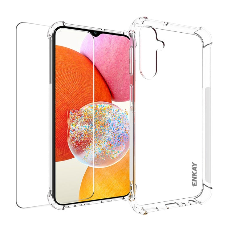 ENKAY Custodia per telefono antiurto in TPU trasparente con pellicola in vetro, For Smausng Galaxy M54, For Samsung Galaxy A25 5G, For Smausng Galaxy M14, For Samsung Galaxy S23 FE 5G, For Smausng Galaxy A24 5G, For Smausng Galaxy A34 5G               ...