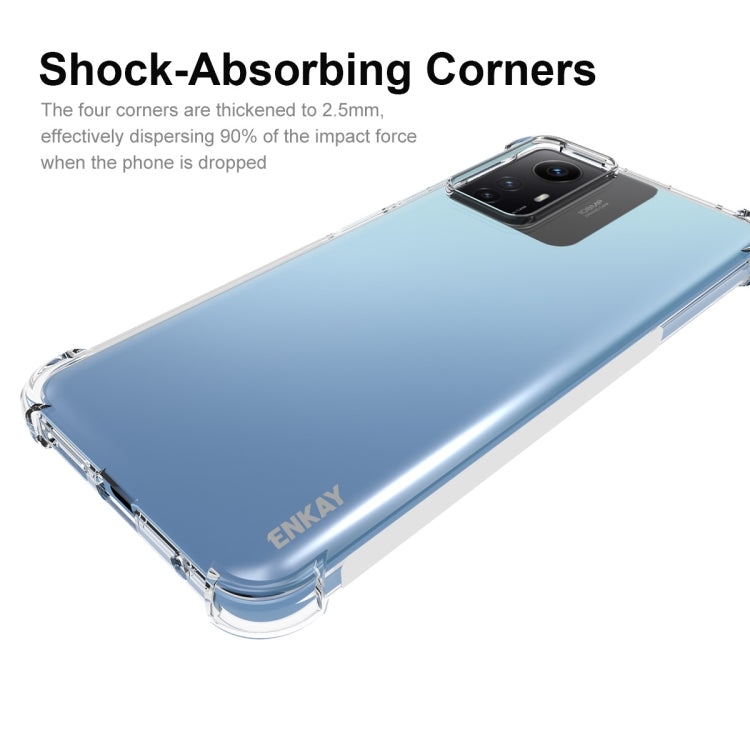 ENKAY Custodia per telefono antiurto in TPU trasparente con pellicola in vetro, For Xiaomi Redmi Note 12s, For Redmi K60 Ultra, For Xiaomi Redmi 12C, For Xiaomi 13T