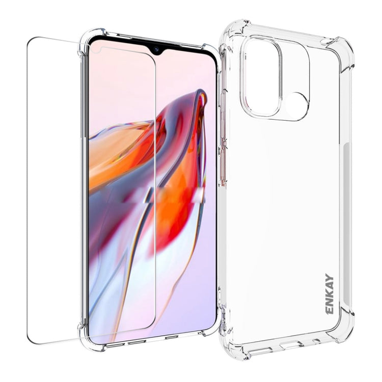 ENKAY Custodia per telefono antiurto in TPU trasparente con pellicola in vetro, For Xiaomi Redmi Note 12s, For Redmi K60 Ultra, For Xiaomi Redmi 12C, For Xiaomi 13T