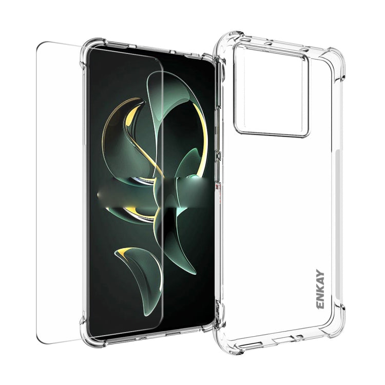 ENKAY Custodia per telefono antiurto in TPU trasparente con pellicola in vetro, For Xiaomi Redmi Note 12s, For Redmi K60 Ultra, For Xiaomi Redmi 12C, For Xiaomi 13T