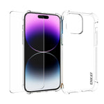 ENKAY Custodia per telefono antiurto in TPU trasparente con pellicola in vetro, For iPhone 14 Plus, For iPhone 15 Pro Max, For iPhone 14, For iPhone 15 Pro, For iPhone 14 Pro, For iPhone 15 Plus, For iPhone 14 Pro Max, For iPhone 15