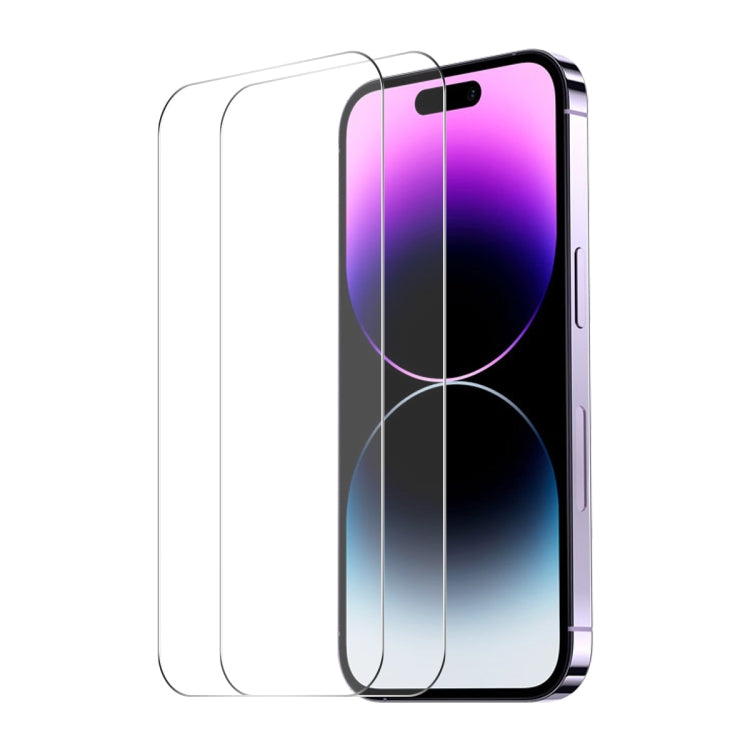 2 pezzi ENKAY 0.26mm 9H 2.5D Pellicola in vetro temperato ad alta alluminio-silicio, For iPhone 17e / 16e, For iPhone 16 Pro Max, For iPhone 16 Pro, For iPhone 16 Plus, For iPhone 16, For iPhone 15 Pro Max, For iPhone 15 Pro, For iPhone 15 Plus        ...