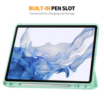 ENKAY Tri-fold Custer Custodia Smart con fondo in TPU in pelle con slot per penna, For Samsung Galaxy Tab S9