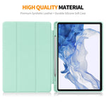 ENKAY Tri-fold Custer Custodia Smart con fondo in TPU in pelle con slot per penna, For Samsung Galaxy Tab S9