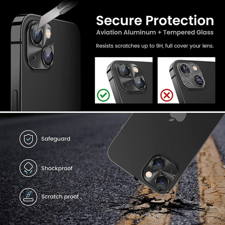 ENKAY Pellicola copriobiettivo in vetro temperato in lega di alluminio, For iPhone 15 / 15 Plus