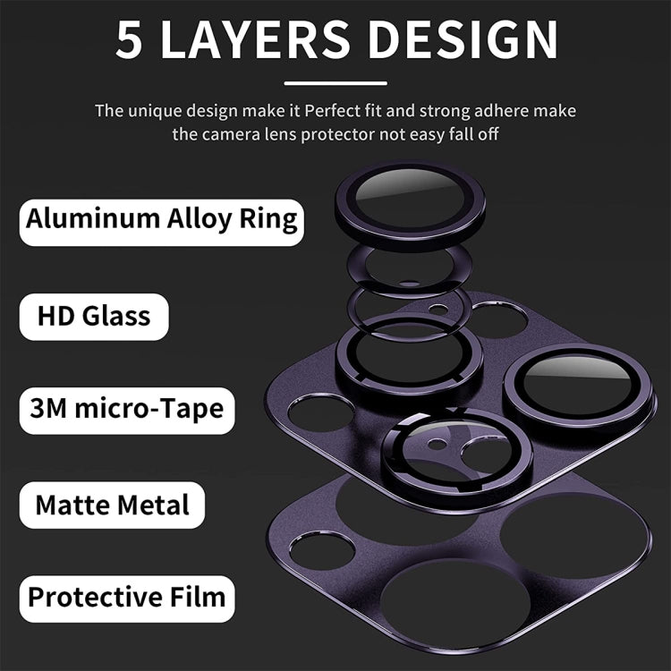 ENKAY Obiettivo della fotocamera antiriflesso Pellicola in vetro temperato in lega di alluminio, For iPhone 15 Pro / 15 Pro Max