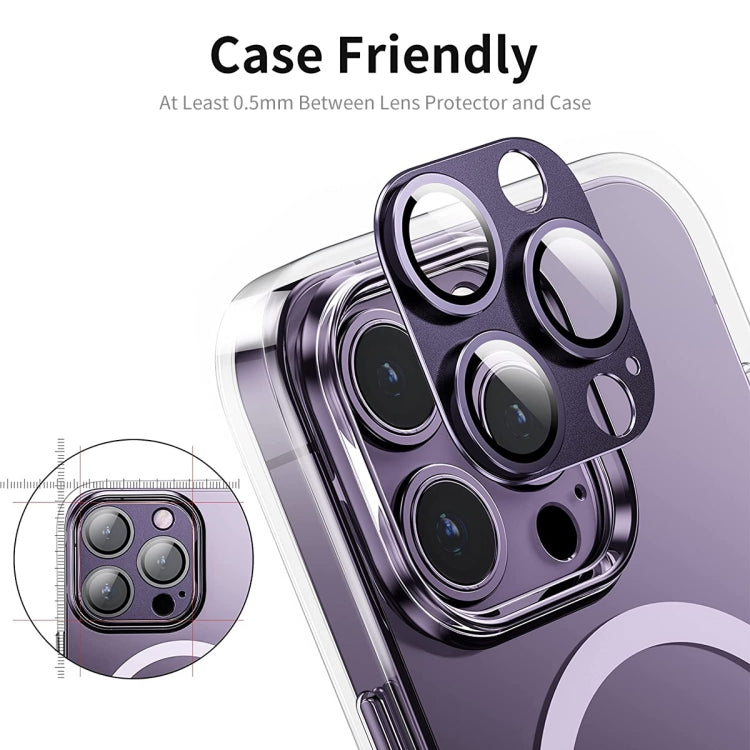 ENKAY Obiettivo della fotocamera antiriflesso Pellicola in vetro temperato in lega di alluminio, For iPhone 15 Pro / 15 Pro Max