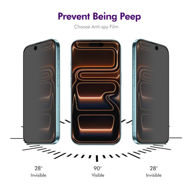 2 pezzi ENKAY Hat-Prince Pellicola a schermo intero in vetro temperato anti-sbirciatina da 28 gradi, For iPhone 17 Pro Max, For iPhone 17 Pro, For iPhone 17, For iPhone Air, For iPhone 16 Pro Max, For iPhone 16 Pro, For iPhone 16 Plus, For iPhone 16   ...