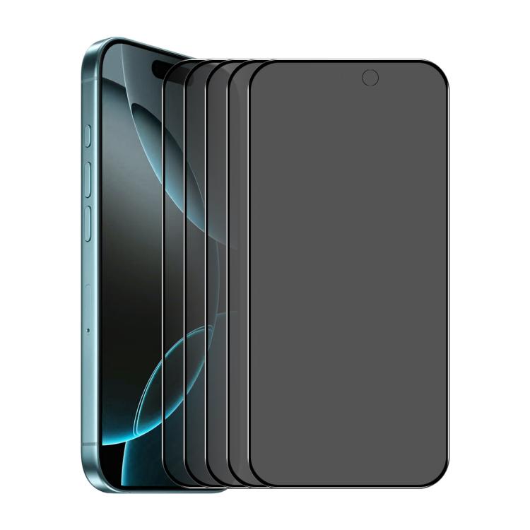 5 pezzi ENKAY Hat-Prince Pellicola a schermo intero in vetro temperato anti-sbirciatina da 28 gradi, For iPhone 17 Pro Max, For iPhone 17 Pro, For iPhone 17, For iPhone Air, For iPhone 16 Pro Max, For iPhone 16 Pro, For iPhone 16 Plus, For iPhone 16   ...