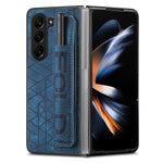 JUNSUNMAY Custodia per telefono pieghevole in pelle con motivo retrò in pelle per PC con slot per penna, For Samsung Galaxy Z Fold6, For Samsung Galaxy Z Fold5