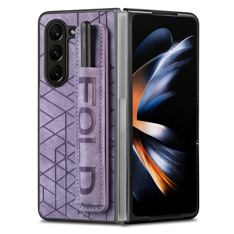 JUNSUNMAY Custodia per telefono pieghevole in pelle con motivo retrò in pelle per PC con slot per penna, For Samsung Galaxy Z Fold6, For Samsung Galaxy Z Fold5