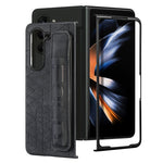 JUNSUNMAY Custodia per telefono pieghevole in pelle con motivo retrò in pelle per PC con slot per penna, For Samsung Galaxy Z Fold6, For Samsung Galaxy Z Fold5