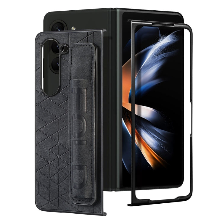 JUNSUNMAY Custodia per telefono pieghevole in pelle con motivo retrò in pelle per PC con slot per penna, For Samsung Galaxy Z Fold6, For Samsung Galaxy Z Fold5