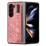 JUNSUNMAY Custodia per telefono pieghevole in pelle con motivo retrò in pelle per PC con slot per penna, For Samsung Galaxy Z Fold6, For Samsung Galaxy Z Fold5