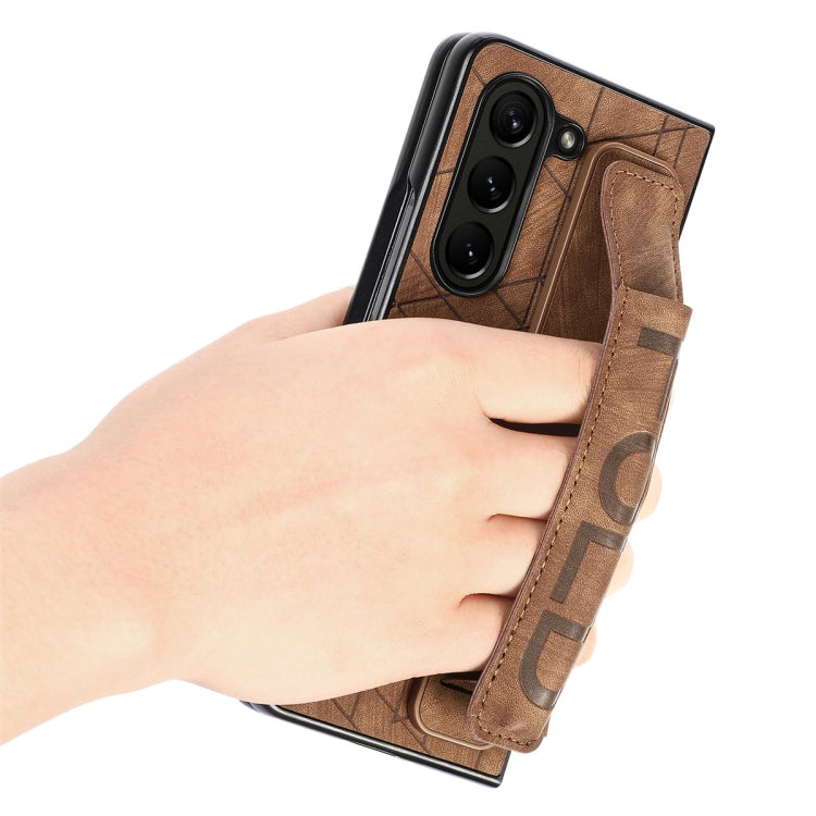 JUNSUNMAY Custodia per telefono pieghevole in pelle con motivo retrò in pelle per PC con slot per penna, For Samsung Galaxy Z Fold6, For Samsung Galaxy Z Fold5