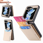 JUNSUN MAY Custodia per telefono pieghevole in pelle con motivo litchi in pelle con slot per penna, For Samsung Galaxy Z Flip6 / Flip7 FE, For Samsung Galaxy Z Flip5