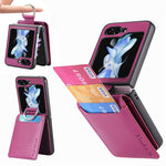 JUNSUN MAY Custodia per telefono pieghevole in pelle con motivo litchi in pelle con slot per penna, For Samsung Galaxy Z Flip6 / Flip7 FE, For Samsung Galaxy Z Flip5