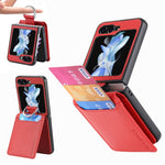 JUNSUN MAY Custodia per telefono pieghevole in pelle con motivo litchi in pelle con slot per penna, For Samsung Galaxy Z Flip6 / Flip7 FE, For Samsung Galaxy Z Flip5