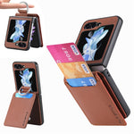 JUNSUN MAY Custodia per telefono pieghevole in pelle con motivo litchi in pelle con slot per penna, For Samsung Galaxy Z Flip6 / Flip7 FE, For Samsung Galaxy Z Flip5