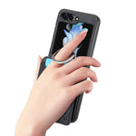 JUNSUN MAY Custodia per telefono pieghevole in pelle con motivo litchi in pelle con slot per penna, For Samsung Galaxy Z Flip6 / Flip7 FE, For Samsung Galaxy Z Flip5