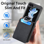 JUNSUN MAY Custodia per telefono pieghevole in pelle con motivo litchi in pelle con slot per penna, For Samsung Galaxy Z Flip6 / Flip7 FE, For Samsung Galaxy Z Flip5
