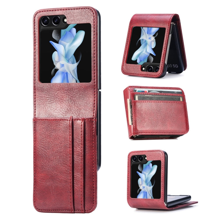 Custodia per telefono pieghevole in pelle PU JUNSUNMAY con slot per schede, For Samsung Galaxy Z Flip6, For Samsung Galaxy Z Flip6 / Flip7 FE, For Samsung Galaxy Z Flip5
