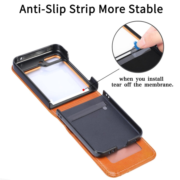 Custodia per telefono pieghevole in pelle PU JUNSUNMAY con slot per schede, For Samsung Galaxy Z Flip6, For Samsung Galaxy Z Flip6 / Flip7 FE, For Samsung Galaxy Z Flip5