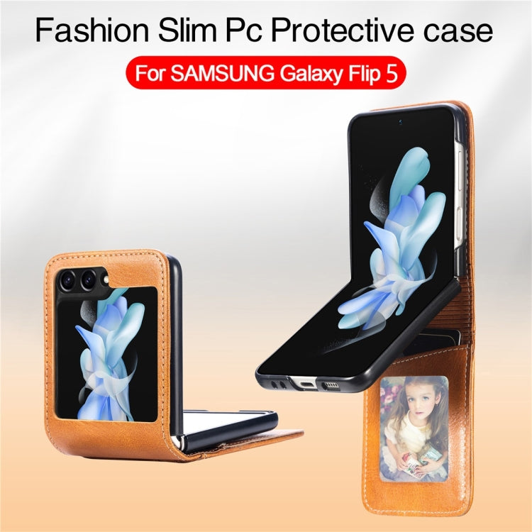 Custodia per telefono pieghevole in pelle PU JUNSUNMAY con slot per schede, For Samsung Galaxy Z Flip6, For Samsung Galaxy Z Flip6 / Flip7 FE, For Samsung Galaxy Z Flip5