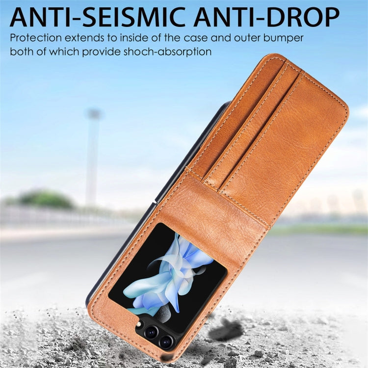 Custodia per telefono pieghevole in pelle PU JUNSUNMAY con slot per schede, For Samsung Galaxy Z Flip6, For Samsung Galaxy Z Flip6 / Flip7 FE, For Samsung Galaxy Z Flip5