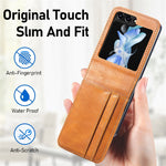 Custodia per telefono pieghevole in pelle PU JUNSUNMAY con slot per schede, For Samsung Galaxy Z Flip6, For Samsung Galaxy Z Flip6 / Flip7 FE, For Samsung Galaxy Z Flip5
