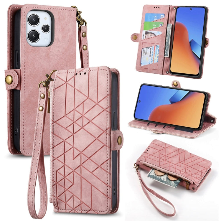 Portafoglio con cerniera geometrica Portafoglio in pelle con fibbia laterale, For Xiaomi Redmi 12, For Xiaomi Redmi Note 12S, For Xiaomi Redmi Note 12 4G, For Redmi Note 12 Turbo