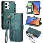 Portafoglio con cerniera geometrica Portafoglio in pelle con fibbia laterale, For Xiaomi Redmi 12, For Xiaomi Redmi Note 12S, For Xiaomi Redmi Note 12 4G, For Redmi Note 12 Turbo