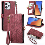 Portafoglio con cerniera geometrica Portafoglio in pelle con fibbia laterale, For Xiaomi Redmi 12, For Xiaomi Redmi Note 12S, For Xiaomi Redmi Note 12 4G, For Redmi Note 12 Turbo