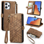 Portafoglio con cerniera geometrica Portafoglio in pelle con fibbia laterale, For Xiaomi Redmi 12, For Xiaomi Redmi Note 12S, For Xiaomi Redmi Note 12 4G, For Redmi Note 12 Turbo