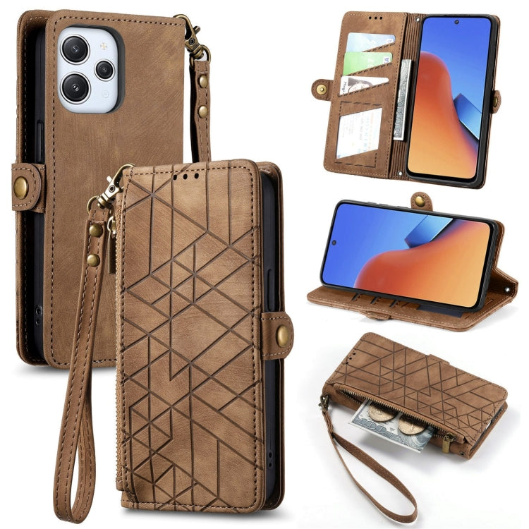 Portafoglio con cerniera geometrica Portafoglio in pelle con fibbia laterale, For Xiaomi Redmi 12, For Xiaomi Redmi Note 12S, For Xiaomi Redmi Note 12 4G, For Redmi Note 12 Turbo