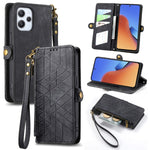 Portafoglio con cerniera geometrica Portafoglio in pelle con fibbia laterale, For Xiaomi Redmi 12, For Xiaomi Redmi Note 12S, For Xiaomi Redmi Note 12 4G, For Redmi Note 12 Turbo
