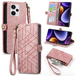 Portafoglio con cerniera geometrica Portafoglio in pelle con fibbia laterale, For Xiaomi Redmi 12, For Xiaomi Redmi Note 12S, For Xiaomi Redmi Note 12 4G, For Redmi Note 12 Turbo