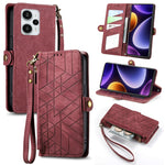 Portafoglio con cerniera geometrica Portafoglio in pelle con fibbia laterale, For Xiaomi Redmi 12, For Xiaomi Redmi Note 12S, For Xiaomi Redmi Note 12 4G, For Redmi Note 12 Turbo