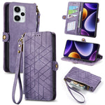 Portafoglio con cerniera geometrica Portafoglio in pelle con fibbia laterale, For Xiaomi Redmi 12, For Xiaomi Redmi Note 12S, For Xiaomi Redmi Note 12 4G, For Redmi Note 12 Turbo