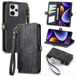 Portafoglio con cerniera geometrica Portafoglio in pelle con fibbia laterale, For Xiaomi Redmi 12, For Xiaomi Redmi Note 12S, For Xiaomi Redmi Note 12 4G, For Redmi Note 12 Turbo