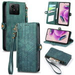 Portafoglio con cerniera geometrica Portafoglio in pelle con fibbia laterale, For Xiaomi Redmi 12, For Xiaomi Redmi Note 12S, For Xiaomi Redmi Note 12 4G, For Redmi Note 12 Turbo