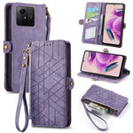 Portafoglio con cerniera geometrica Portafoglio in pelle con fibbia laterale, For Xiaomi Redmi 12, For Xiaomi Redmi Note 12S, For Xiaomi Redmi Note 12 4G, For Redmi Note 12 Turbo