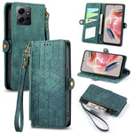 Portafoglio con cerniera geometrica Portafoglio in pelle con fibbia laterale, For Xiaomi Redmi 12, For Xiaomi Redmi Note 12S, For Xiaomi Redmi Note 12 4G, For Redmi Note 12 Turbo