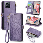 Portafoglio con cerniera geometrica Portafoglio in pelle con fibbia laterale, For Xiaomi Redmi 12, For Xiaomi Redmi Note 12S, For Xiaomi Redmi Note 12 4G, For Redmi Note 12 Turbo