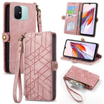 Portafoglio con cerniera geometrica Portafoglio in pelle con fibbia laterale, For Xiaomi Redmi Note 12 5G, For Xiaomi Redmi 12C, For Xiaomi Redmi A1, For Xiaomi Redmi Note 11T Pro