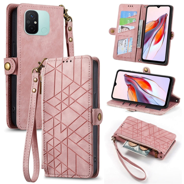 Portafoglio con cerniera geometrica Portafoglio in pelle con fibbia laterale, For Xiaomi Redmi Note 12 5G, For Xiaomi Redmi 12C, For Xiaomi Redmi A1, For Xiaomi Redmi Note 11T Pro