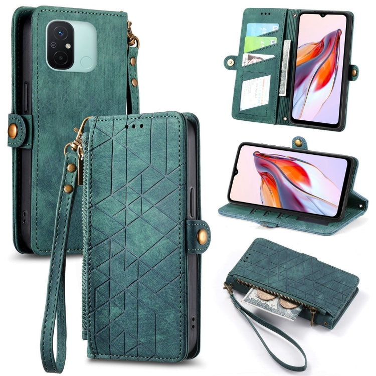 Portafoglio con cerniera geometrica Portafoglio in pelle con fibbia laterale, For Xiaomi Redmi Note 12 5G, For Xiaomi Redmi 12C, For Xiaomi Redmi A1, For Xiaomi Redmi Note 11T Pro