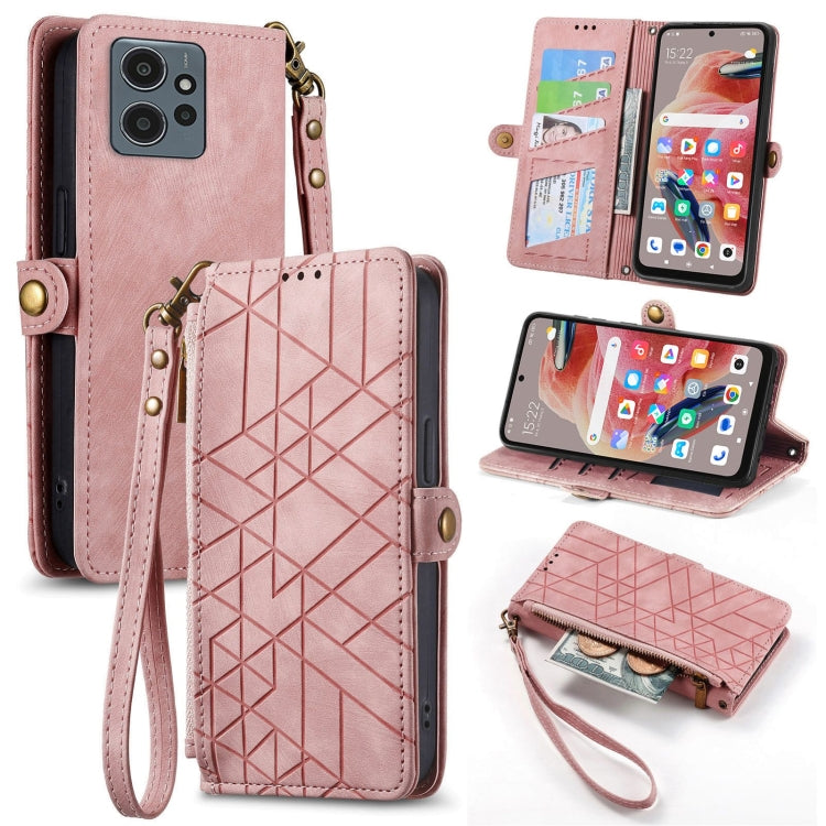 Portafoglio con cerniera geometrica Portafoglio in pelle con fibbia laterale, For Xiaomi Redmi Note 12 5G, For Xiaomi Redmi 12C, For Xiaomi Redmi A1, For Xiaomi Redmi Note 11T Pro