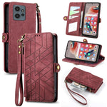 Portafoglio con cerniera geometrica Portafoglio in pelle con fibbia laterale, For Xiaomi Redmi Note 12 5G, For Xiaomi Redmi 12C, For Xiaomi Redmi A1, For Xiaomi Redmi Note 11T Pro